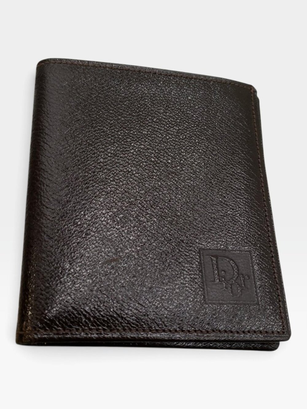 Vintage Christian Dior Brown Leather Bifold Wallet CD Logo 70s 80s COA